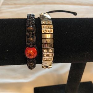 Stainless steel bracelet PLUS macromee black cord with flower 🌺 wood bead